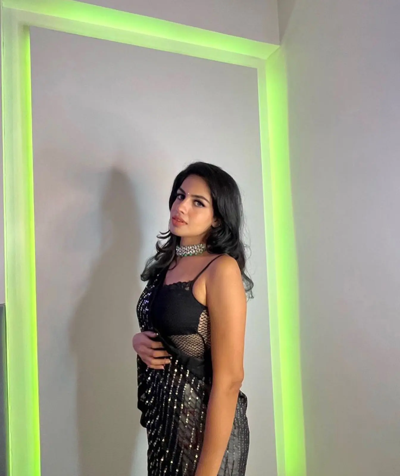Discover Gamer Sharkshe's Unbound Love for Sarees: Pics Inside Sharkshe's in black Saree