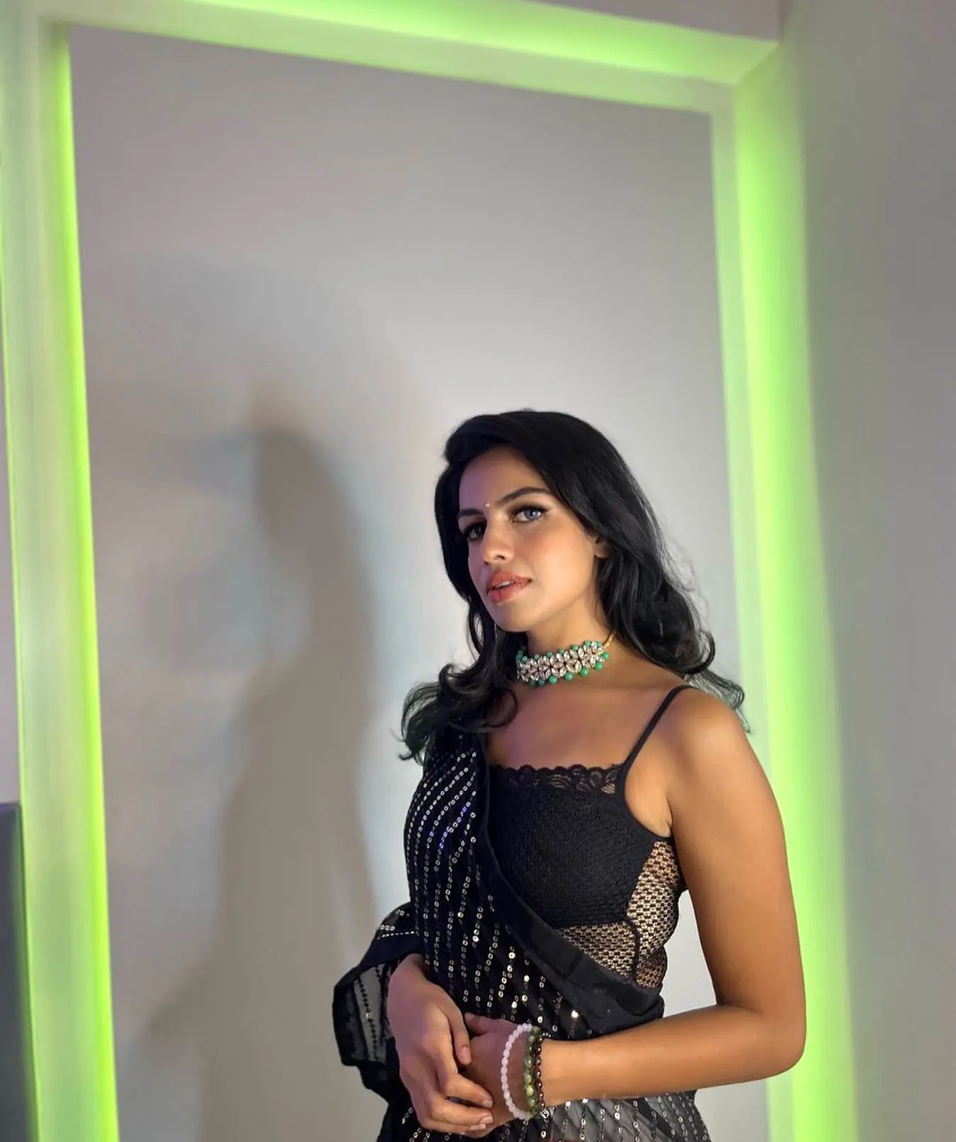 Discover Gamer Sharkshe's Unbound Love for Sarees: Pics Inside Sharkshe's in black Saree