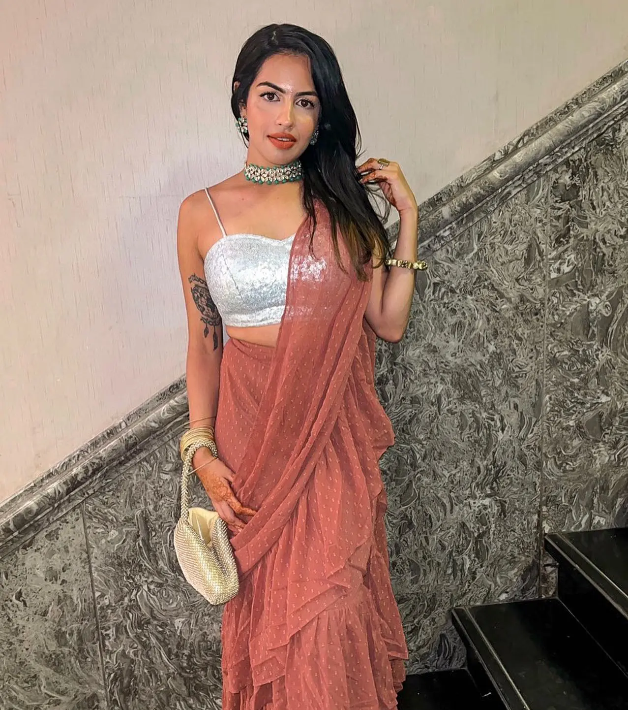 Sharkshe in black saree