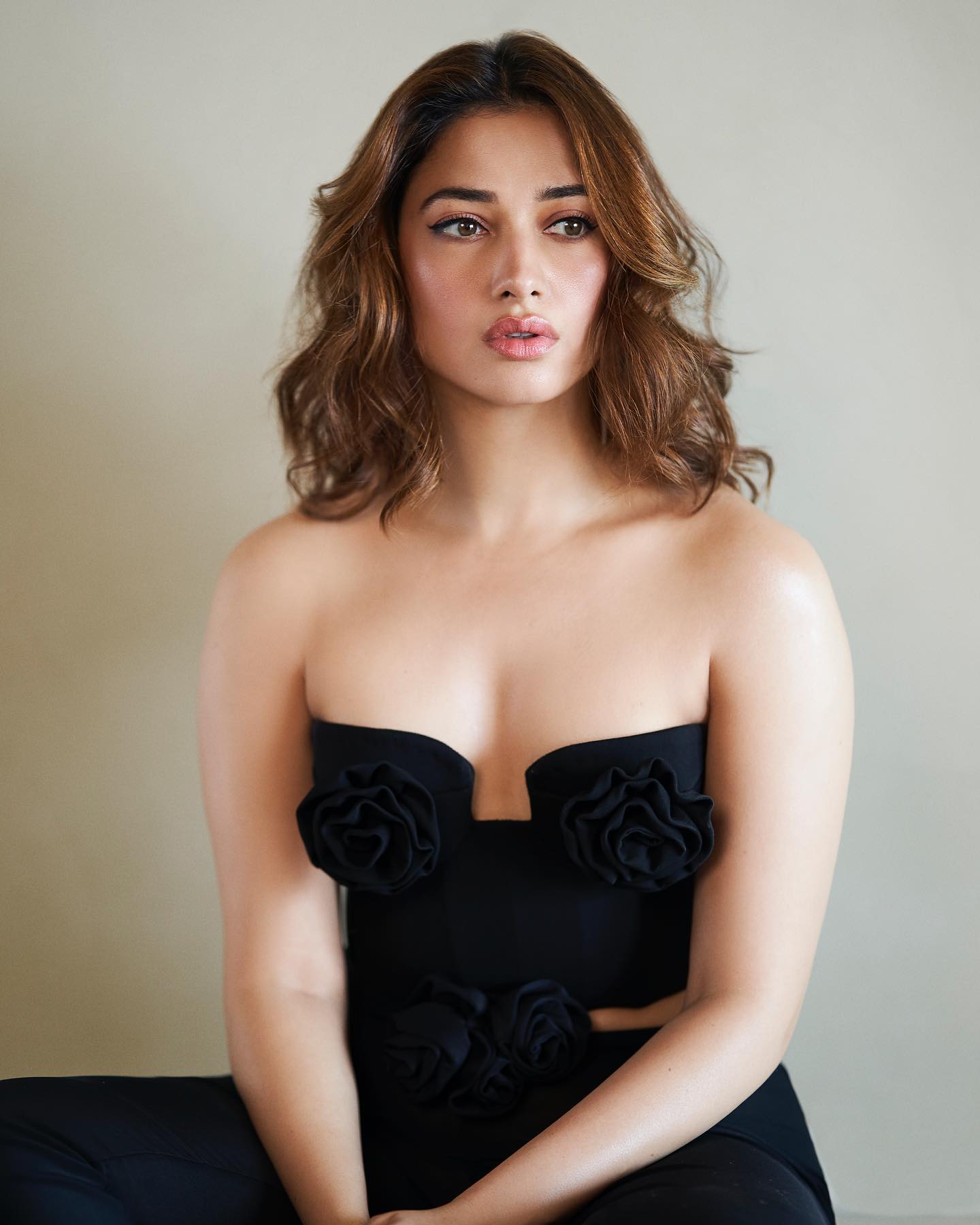 Tamannaah Bhatia in a Shiny Black Outfit