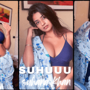 suhuuu in deep neck blue saree