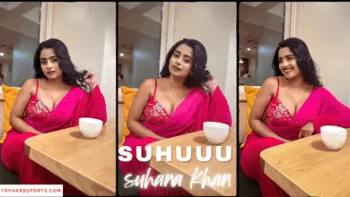 suhuuu in pink saree with coffee