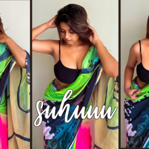 suhuuu in bold colored saree