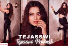 Tejasswi Prakash latest fashion in black bold dress