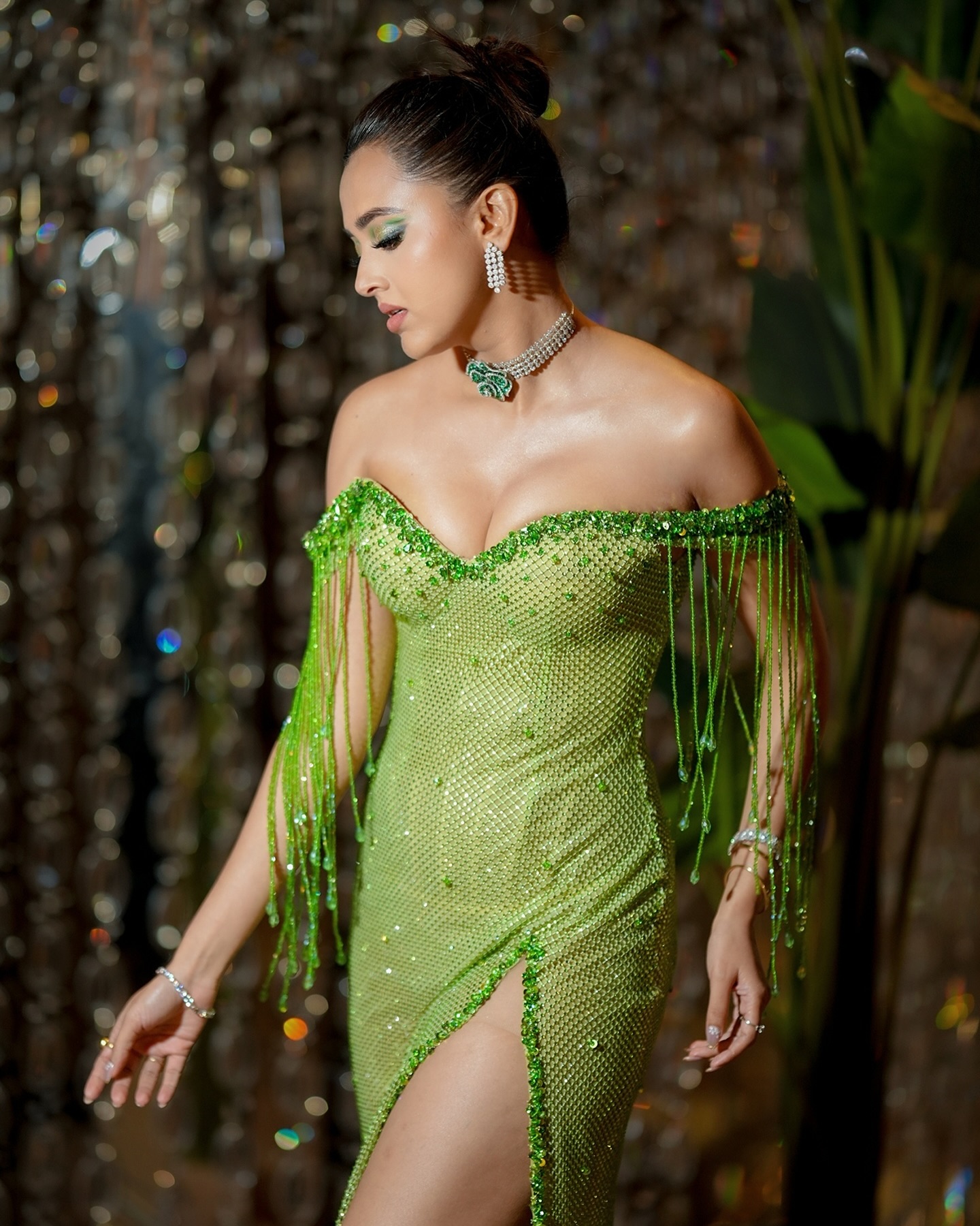 Tejasswi Prakash’s Off-Shoulder Mesh Floor-Length Dress: A Rs 14,40,000 Statement of Elegance Tejasswi Prakash